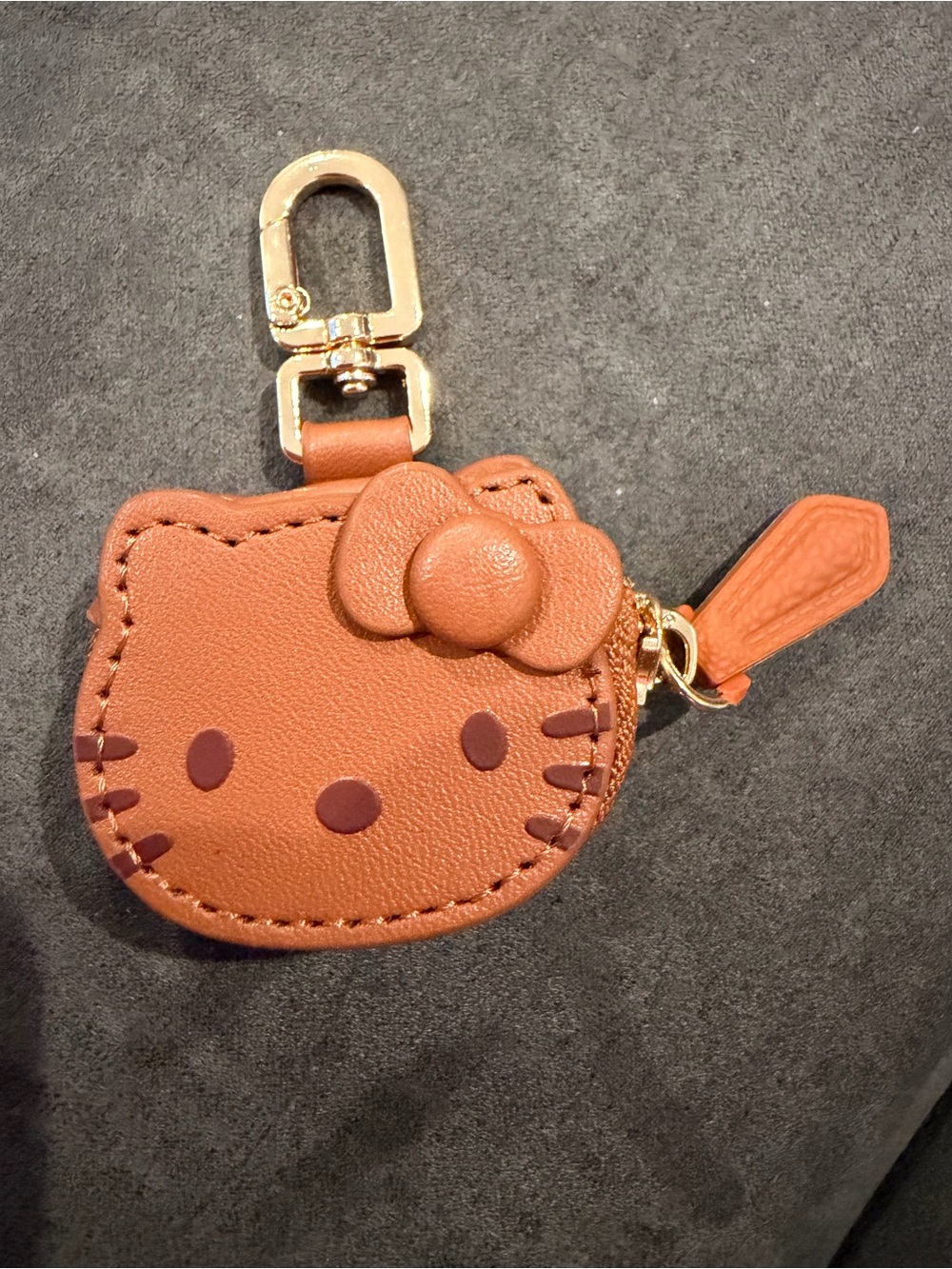 Hello Kitty Orange Faux Leather Keychain Coin Pouch